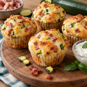 Muffin salati ricotta di bufala, pancetta e zucchine