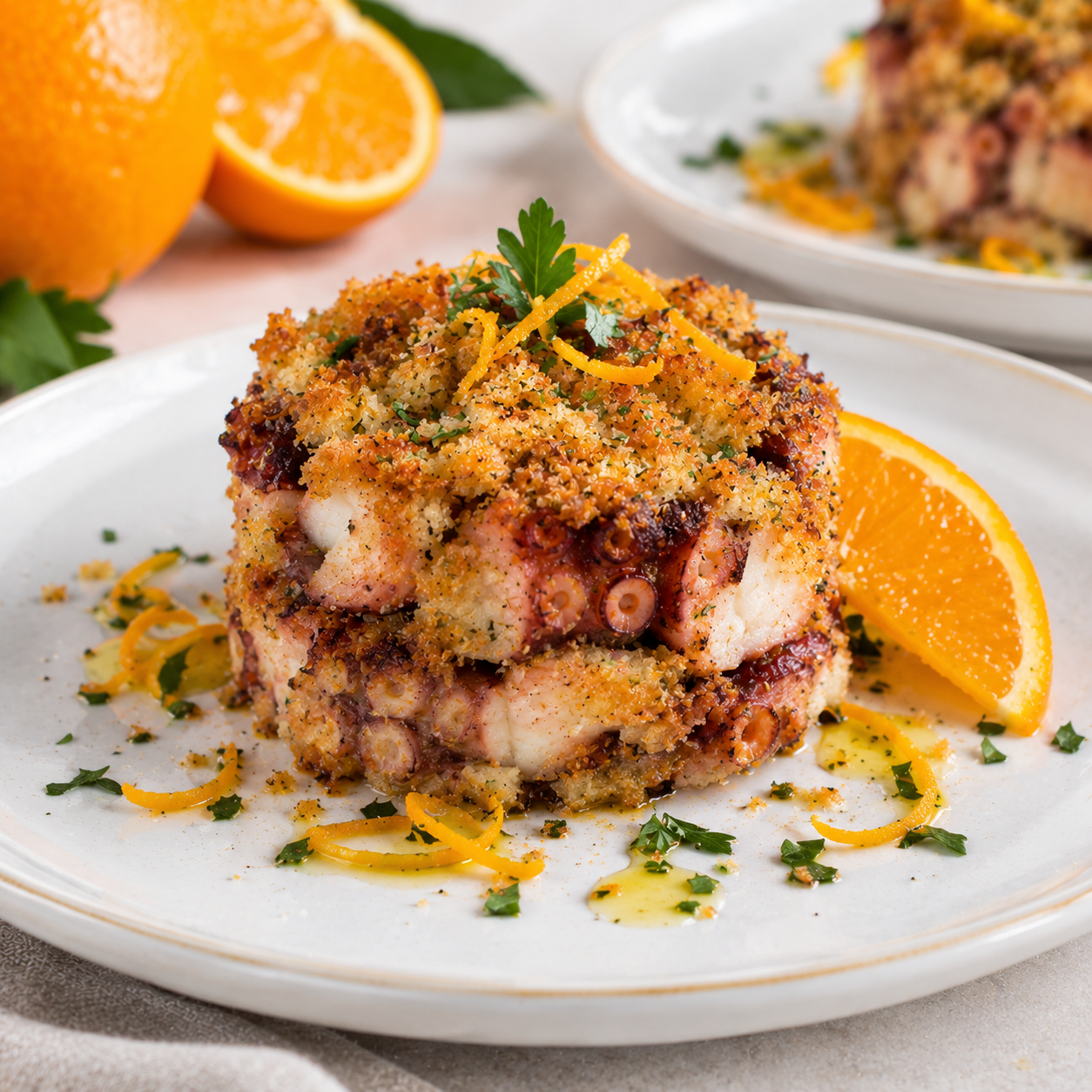 Polpo gratinato al profumo d’arancia
