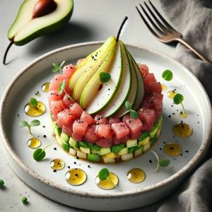 Tartare di tonno con avocado e pera