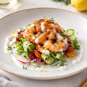 Scopri di più sull'articolo Insalata di gamberi con salsa allo yogurt
