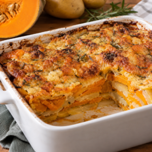 Parmigiana di zucca e patate al forno